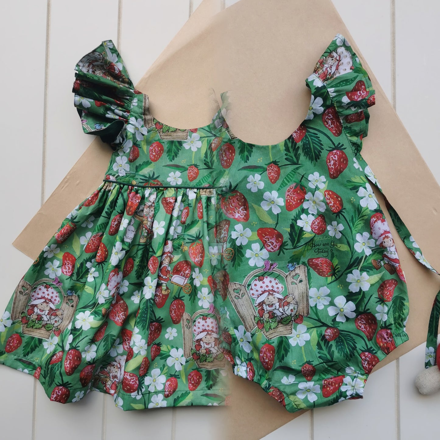 Strawberry Picker Hummingbird Dress / Romper